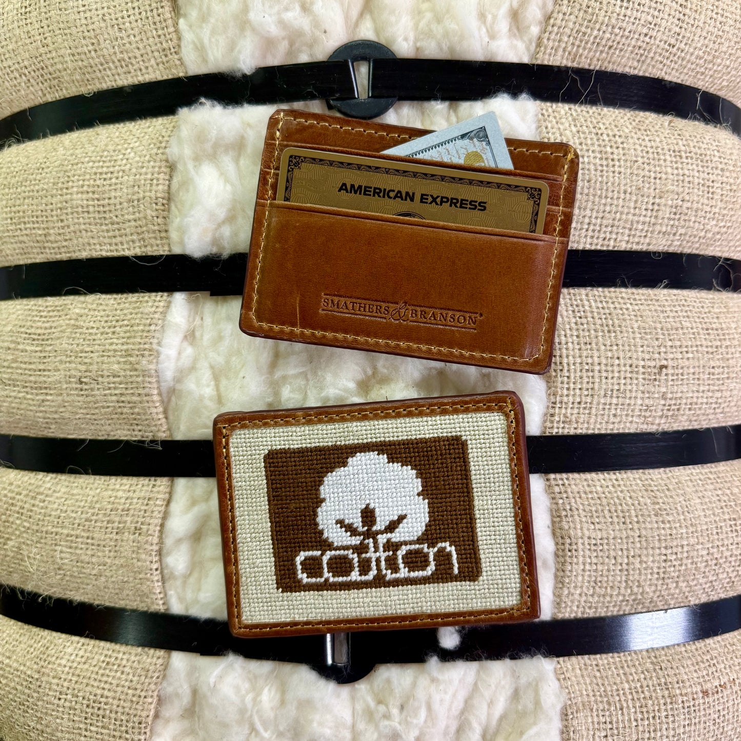 Smathers & Branson Seal of Cotton Needlepoint Credit Card Wallet