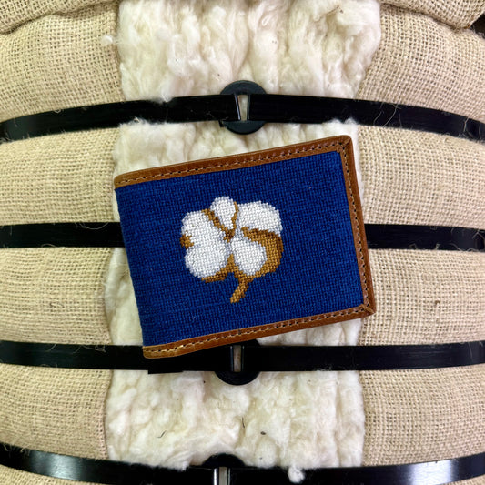 Smathers & Branson Cotton Boll Needlepoint Bifold Wallet