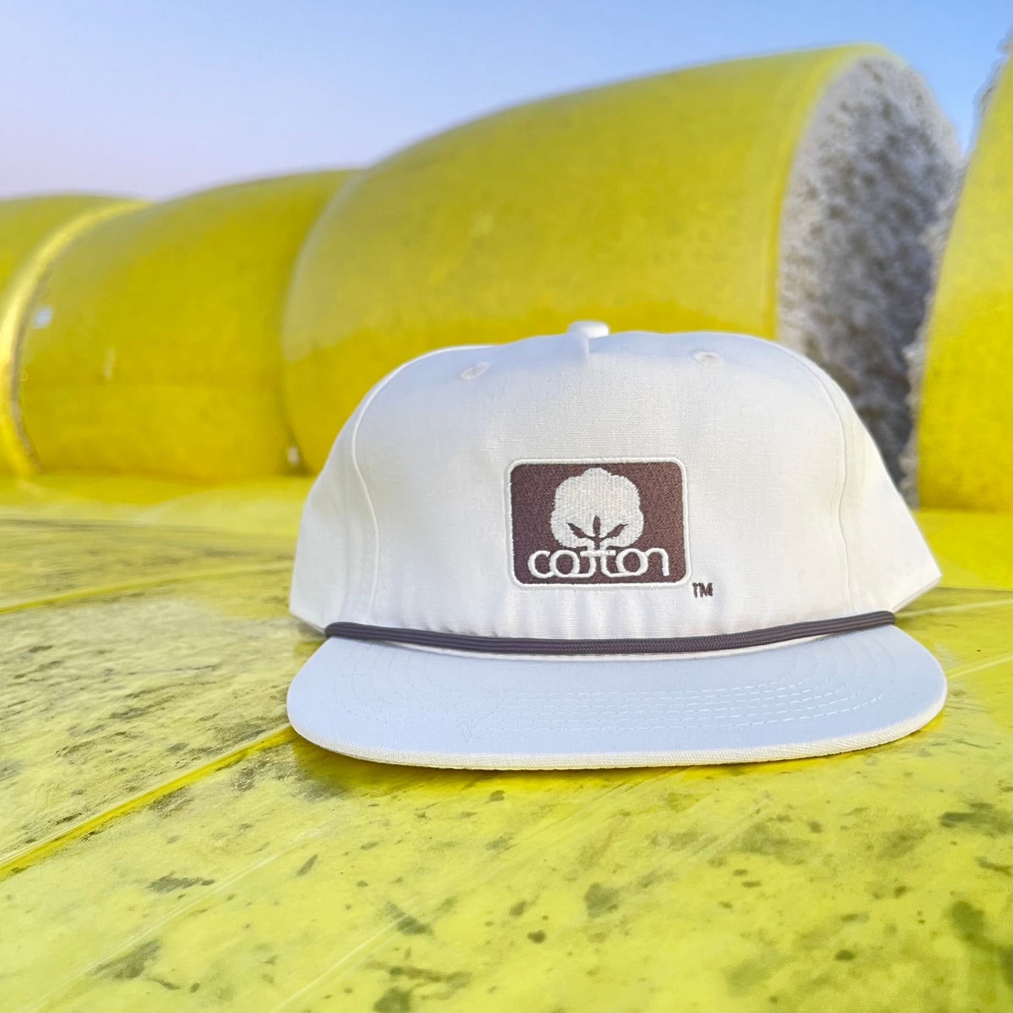 Seal of Cotton Rope Hat - White